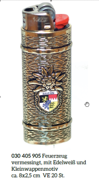 Feuerzeughülle vermessingt mit Kleinwappen
